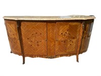 MONUMENTAL FRENCH INLAID MARBLE TOP BUFFET