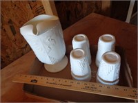 MILK GLASS / 4 CUPS & PITCHER