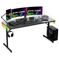 E7641  GTRACING Gaming Desk 55 RGB Black
