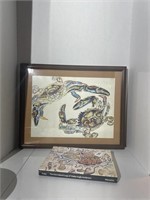 Framed Blue Crab Print by Walter Anderson and