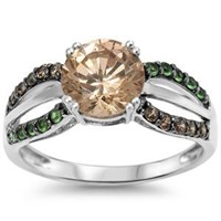 Solitaire 2.20ct Champagne Sapphire & Emerald Ring
