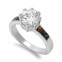 Solitaire 1.40 ct White Sapphire Ring with Black O