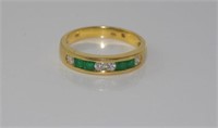 18ct yellow gold, emerald & diamond ring