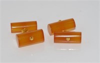 Pair double sided amber cufflinks