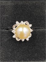 Classic 9mm Pink Pearl Solitaire 925 Silver Ring