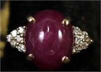 14kt. YELLOW GOLD DIAMOND & 5CT. RUBY RING