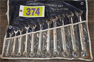 SAE combination wrench set, 3/8" - 1"