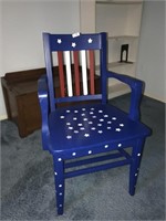 Vintage Patriotic Solid Wood Painted Chair