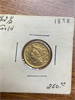 1898 2 1/2 Dollar Gold Liberty Coin