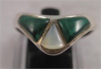 Large Southwest Sterling Silver Inlay Ring