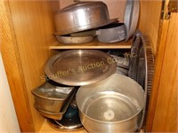 Pots & pans (all show wear) contents of cabinet