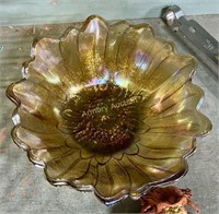 CARNIVAL GLASS FLORAL BOWL