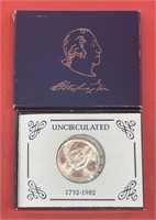 1982-D Unc. Silver G. Washington Half Dollar w/