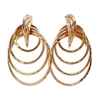 Diamond Cut Graduated Circle Earrings 14k Gold
