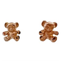 Teddy Bear Stud Earrings 14k Yellow Gold