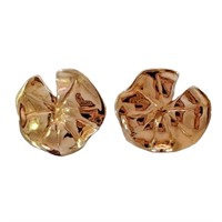 Polished Lily Pad Stud Earrings 14k Gold