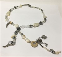 Quartz, Pearl & Misc. Silvertone & Stone Necklace