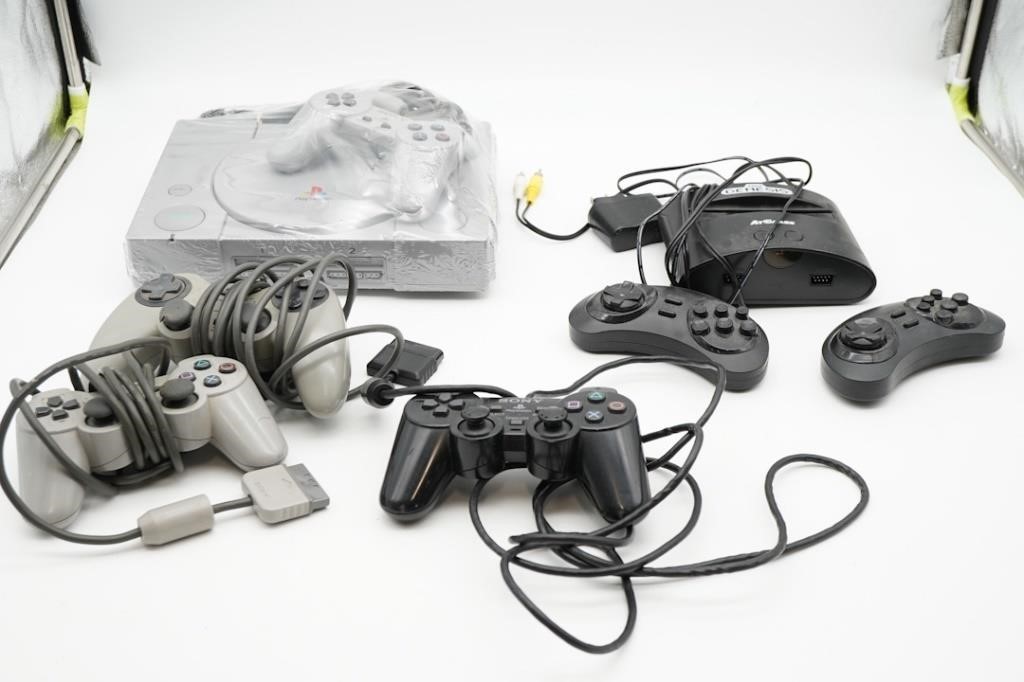 Sony Playstation with 3 Controllers & Sega Genesis