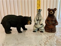 3 BEAR STATUES (2 ARE ARTISTS J. RAWLEY)