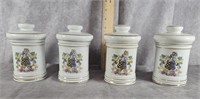 SET OF 4 PORCELAIN APOTHECARY JARS 5.5" TALL