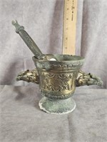 HEAVY BRASS MORTAR & PESTLE