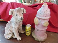 large dog and fire hydrant. concrete