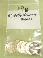 (6) 40% Silver Kennedy Halves