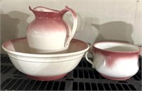 vintage, porcelain wash basin and pitcher