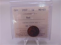 1957 Graded M S 65 Red Penny