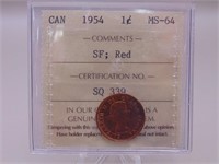 1954 Graded M S 64 S F Red Penny