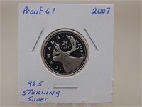 2007 92.5 Sterling Silver Quarter P R 67