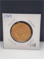 1908 $10 Dollar Gold Indian With Motto