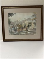 Vintage watercolor Paris Street view