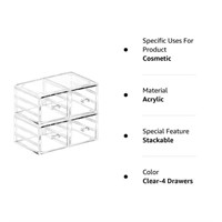 Pack of 4 Acrylic Countertop Stackable Drawers