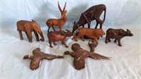 9pc Vintage Wooden Animals Lot