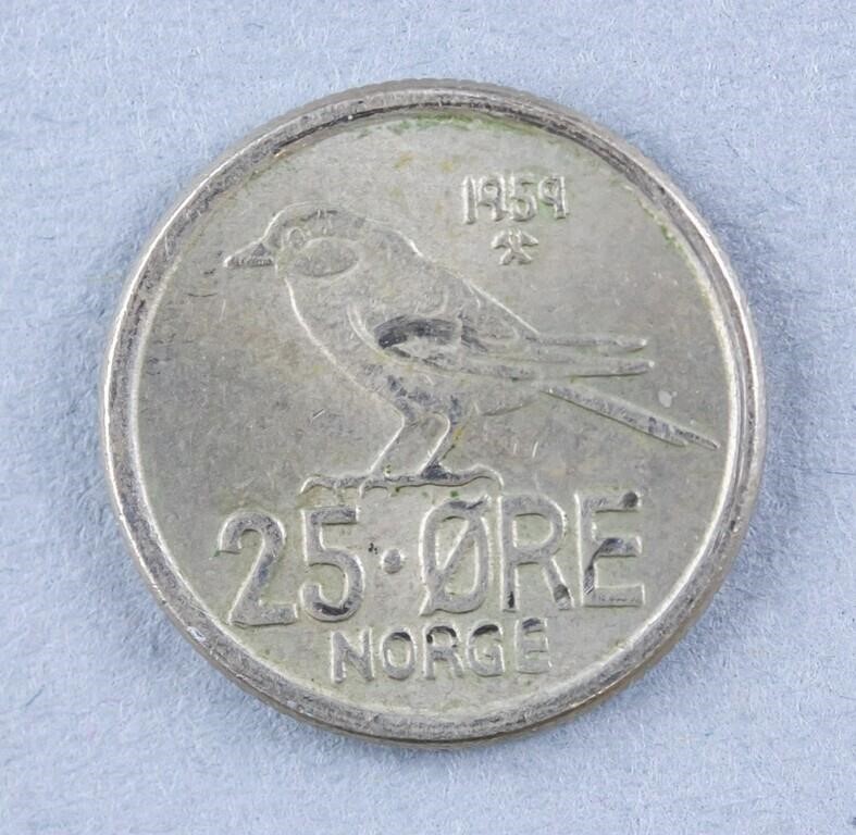 1959 Norway 25 Ore Coin