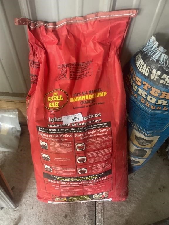 Bag of charcoal, wood chips