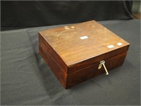 Mahogany traveling lap desk with compartments