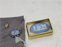 Wedgwood brooches and pin