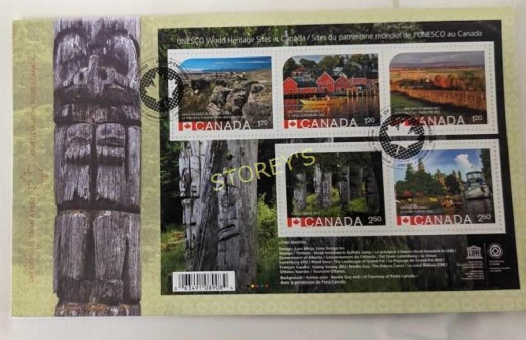 5 Canada Unopened Day of Issue Stamps