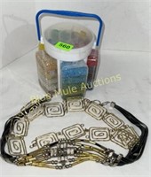 Bread caddy w/beads  & 2 belts
