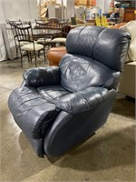 Leather match recliner - navy blue