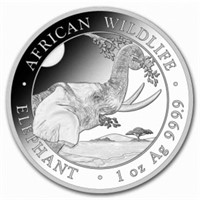 2013 Elephant 100 Shillings .9999 Fine Silver Roun