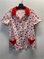 Vintage Floral Femme Pocket Polyester Shirt