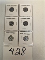 Lot of 6 - Steel War Pennies