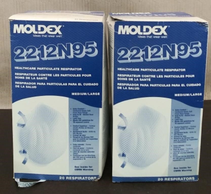2 Boxes Moldex 2212N95 Respirators