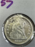 1857 Seated liberty silver dime