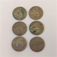 6 BUFFALO  NICKELS