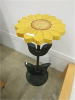 PAINTED WOODEN SUNFLOWER LAMP TABLE
