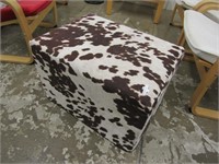 BROWN AND CREAM UPHOLSTERED FOAM OTTOMAN